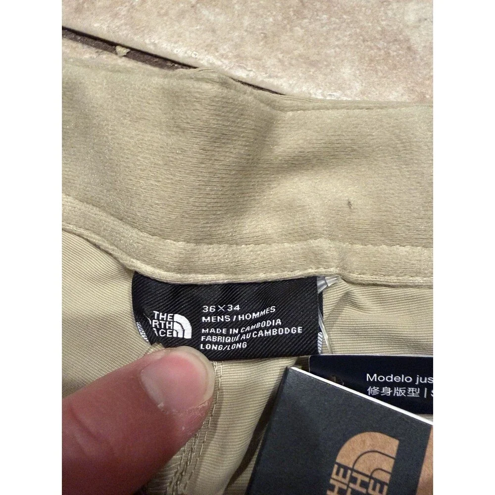 North Face Pants Men 36x34 Paramount Trail Convertible Belted Beige Slim Fit NEW